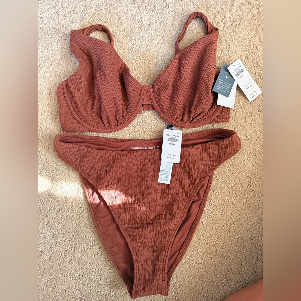 Abercrombie & Fitch Terracotta Bikini Set Curve love top